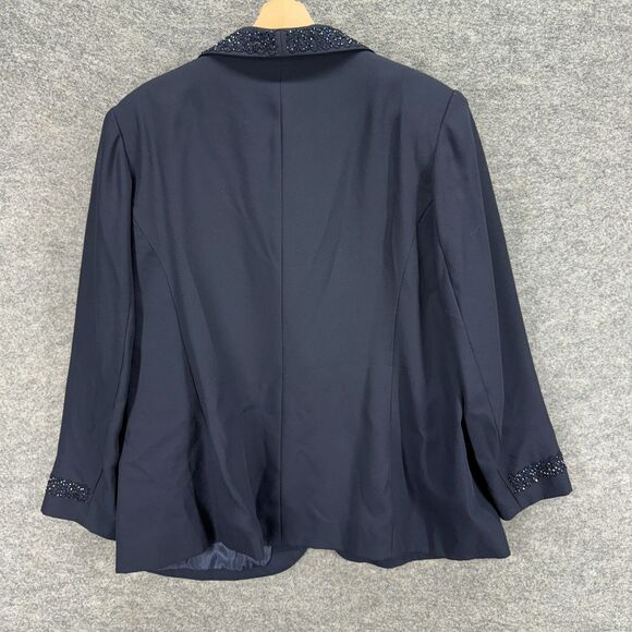 St. Anthony Blazer Women 20W Plus Blue One Button Long Sleeve Collared Lined - Picture 2 of 6